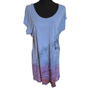 Dharma Trading Company Womens Cotton Short Sleeve Boho Dress Blue Size Large